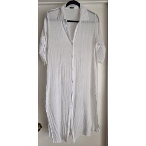 Calzedonia Women's White Long Shirt Top Pit to Pit 20" Length 42" Coverup